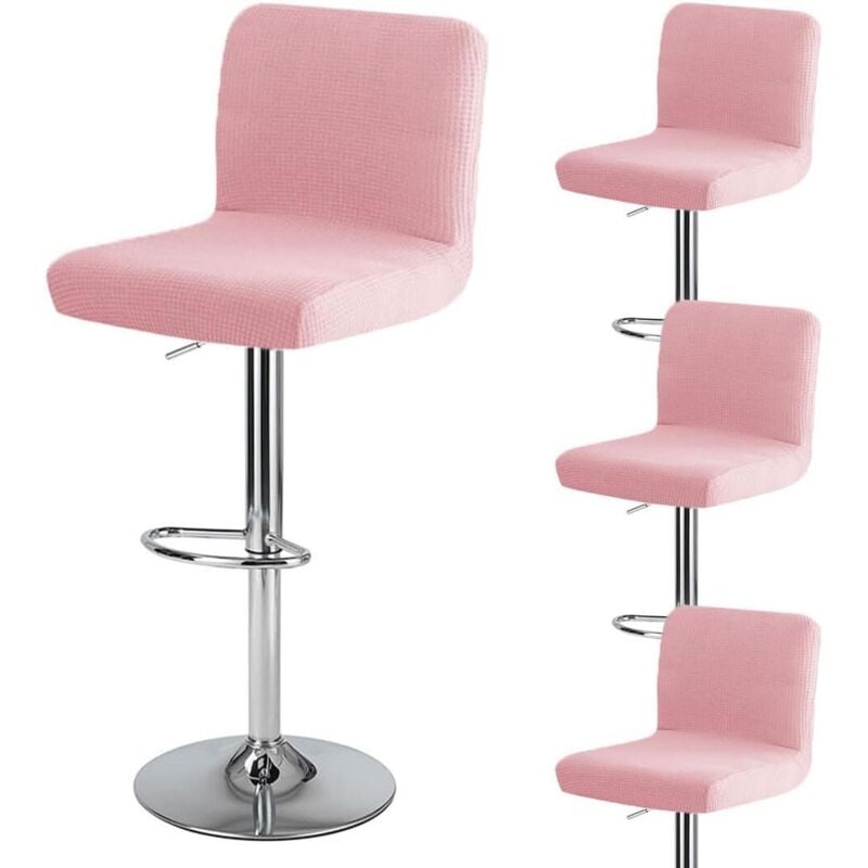 4 Stück rosa Barhocker-Bezüge mit Rückenlehne, 35 cm (T) x 35 cm (B) x 30 cm (H), wasserdicht, dehnbar, waschbar, hoher drehbarer Barhocker-Bezug