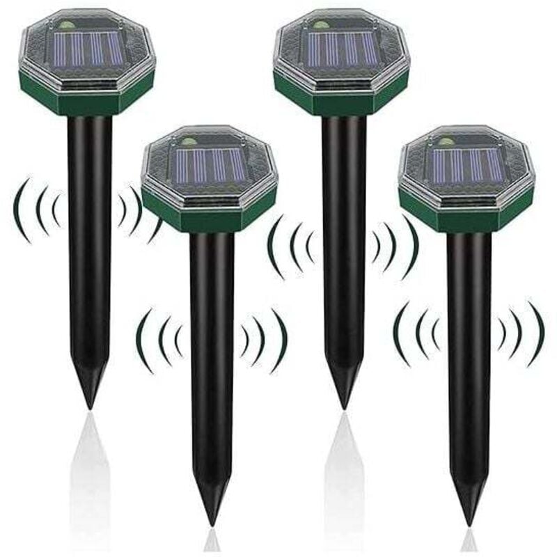 Ymyny - 4 Stück Solar Maulwurfabwehr, Ultraschall Solar Maulwurfabwehr, IP65 wasserdichte Solar Maulwurfabwehr, Ultraschall Schlangenabwehr, Solar