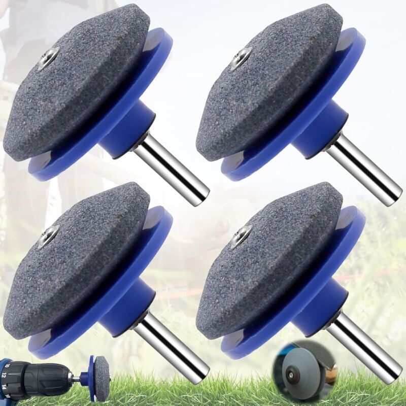 4 Stück Universal-Rasenmäher-Klingenschärfer, Rasenmäher-Schärfer, Rasenmäher-Zubehör zum Schleifen und Auswuchten von Rasenmähern, Gartengeräten