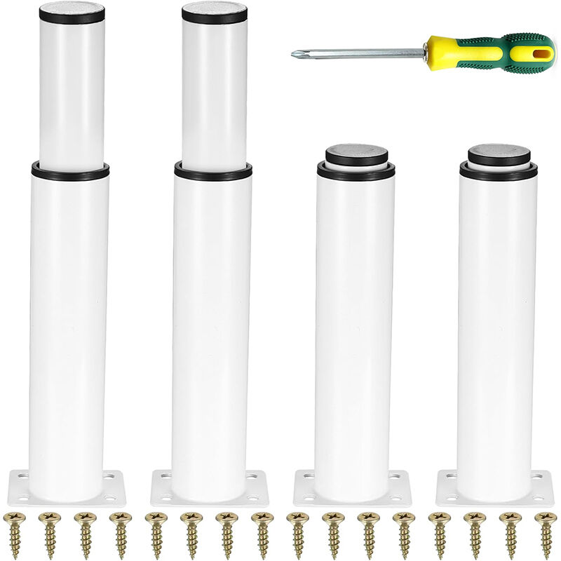 4 Stück verstellbare Möbelbeine, Tischbeine aus Metall, höhenverstellbare Füße 0–140 mm, Beine für Küchenmöbel, Schränke, Bett, Tischfüße – Weiß