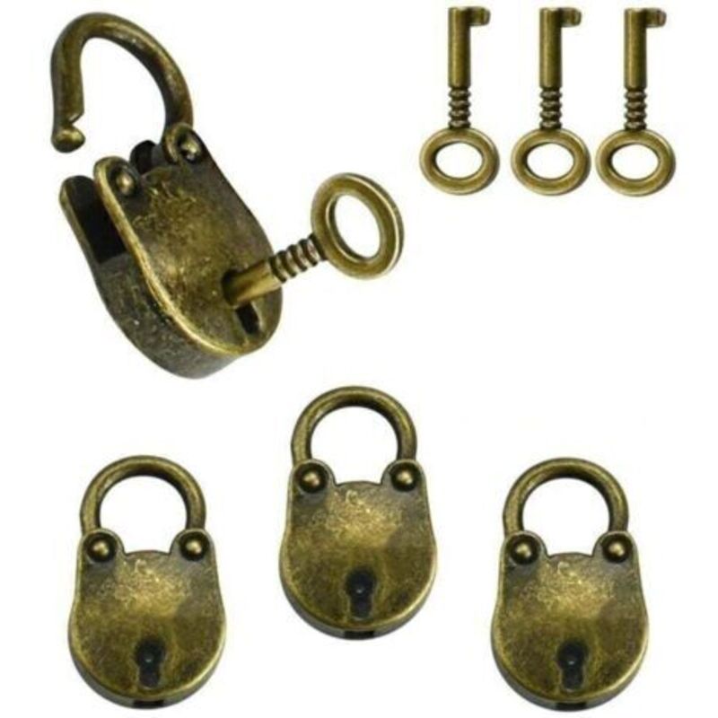 4 Stück Vintage-Vorhängeschlösser aus Zinklegierung, 35 x 21 cm, Bärenform, rostfrei, Mini-Vintage-Vorhängeschloss, robust, mit 6 Schlüsseln für