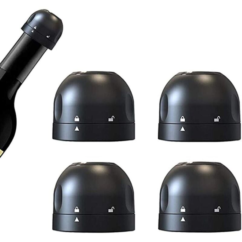 4 Stück Wein- und Sektflaschenverschlüsse aus Silikon – wiederverwendbarer Vakuumverschluss, um Wein frisch zu halten
