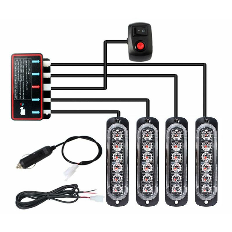 Woosien - 4 stücke 6led Stroboskope 12 v Strobe Licht 4 In 1 Auto Notfall Licht Leuchtfeuer Notfall Fashing Licht (