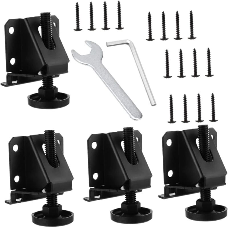 Jalleria - 4-teilige verstellbare Nivellierfüße für hohe Beanspruchung, rutschfest, mit Schraubenschlüssel für Tische, Schränke, Werkbänke, Tragkraft