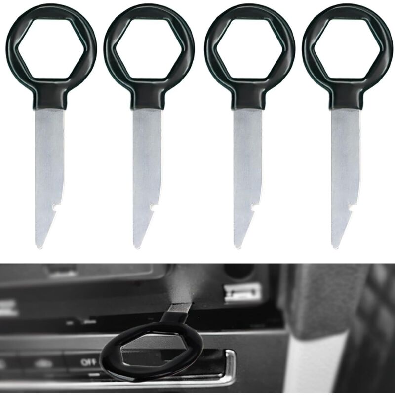 Jalleria - 4-teiliger Autoradio-Entfernungsschlüssel, Autoradio-Entfernungswerkzeuge, Autoradio-Entfernungsschlüssel, ergonomisches Design, massiver