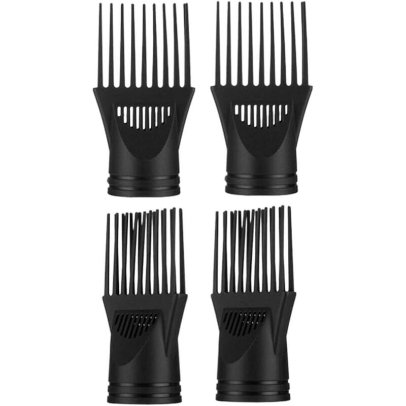 Linghhang - 4-teiliger Haartrocknerkamm, Friseur-Haartrockner-Diffusor, Föhndüse, flacher Mund, Windkamm für Haartrockner-Zubehör (schwarz)