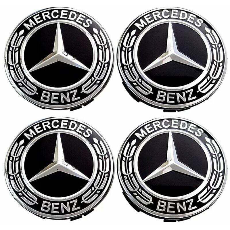 4-teiliger Radkappensatz, kompatibel mit Mercedes-Benz 75-mm-ABS-Radnabenabdeckungen, Autozubehör