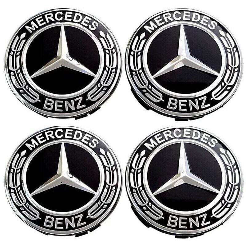 4-teiliger Radkappensatz – Kompatibel mit Mercedes-Benz – 75 mm – Radnabenabdeckung – ABS – Autozubehör