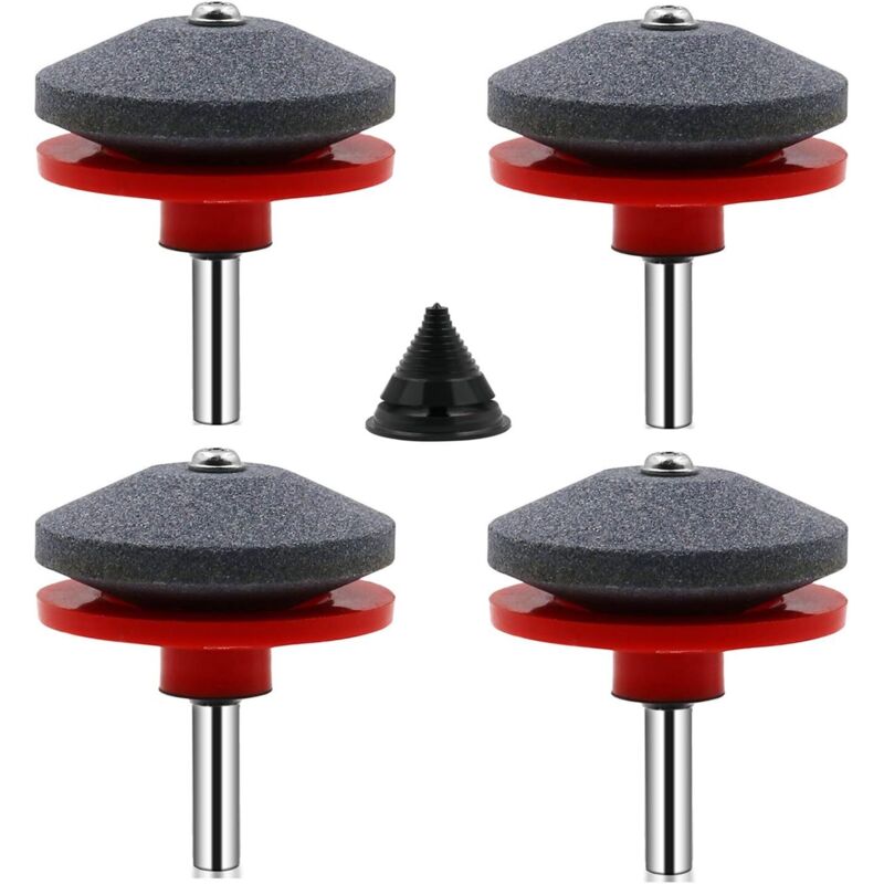 Fitags - 4-teiliger Universal-Rasenmäher-Klingenschärfer, Zubehör für Rasenmäher-Schärfer mit 1-teiligem Klingenausgleichssatz, 50 x 47 mm,