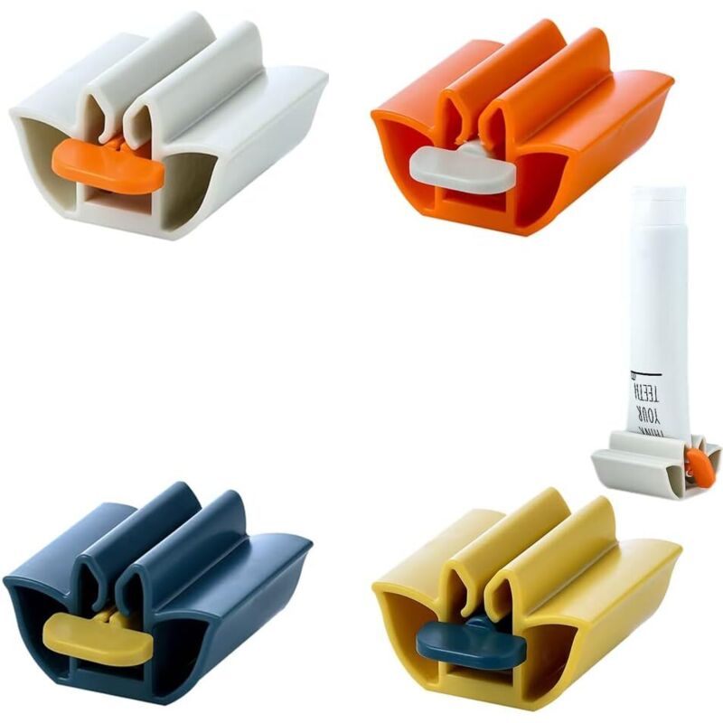 4-teiliger Zahnpasta-Drücker, Zahnpasta-Spender, Tuben-Drücker, 4 Farben, reduziert Abfall, für Zahnpasta, Handcreme, Lotion, Haarfarbe, Farbtuben