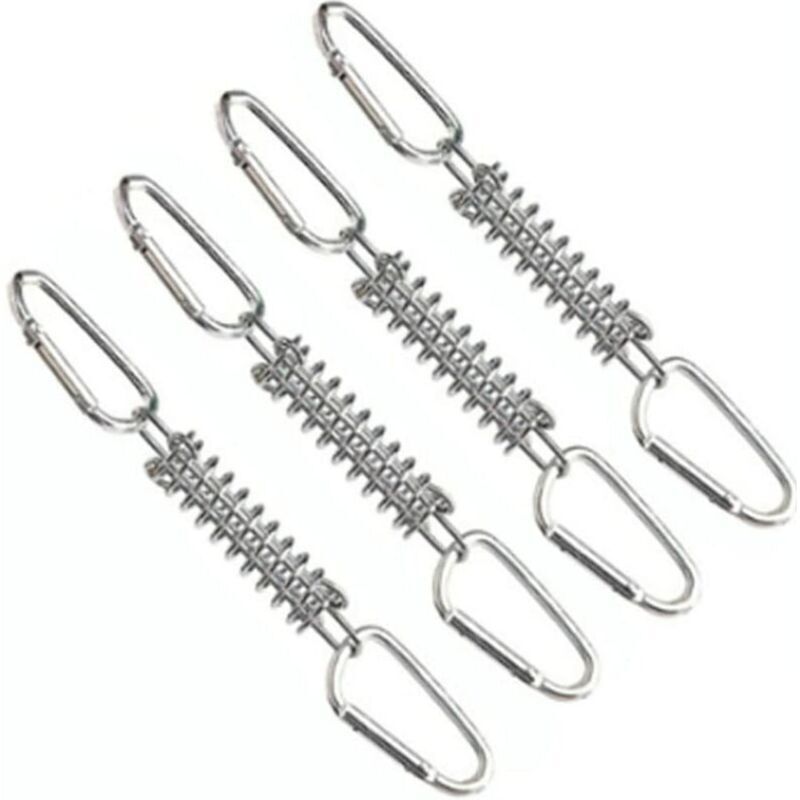 4-teiliges Befestigungsset mit Spannfederschnallen, inklusive 8 Karabinerhaken, Zubehör aus Edelstahl für Sonnensegel, Zelte, Markisen und Camping