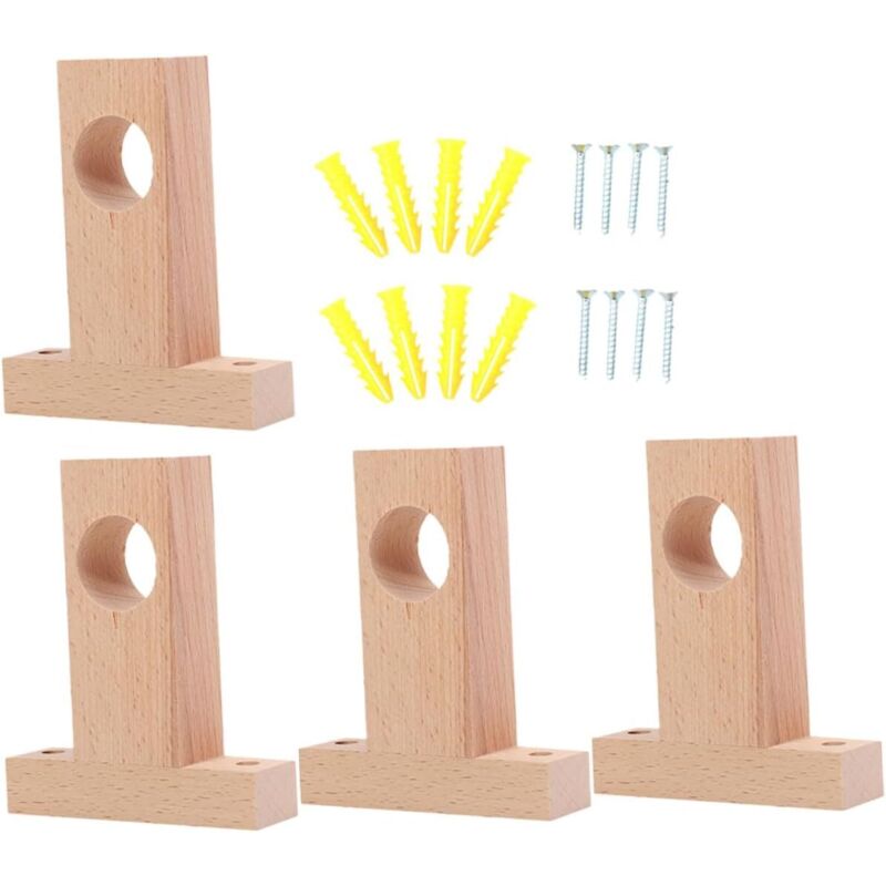 4-teiliges Gardinenstangen-Halterungsset, stabile Befestigung für Stangen verschiedener Durchmesser, einfache Montage, für Gardinen, Wohnaccessoires