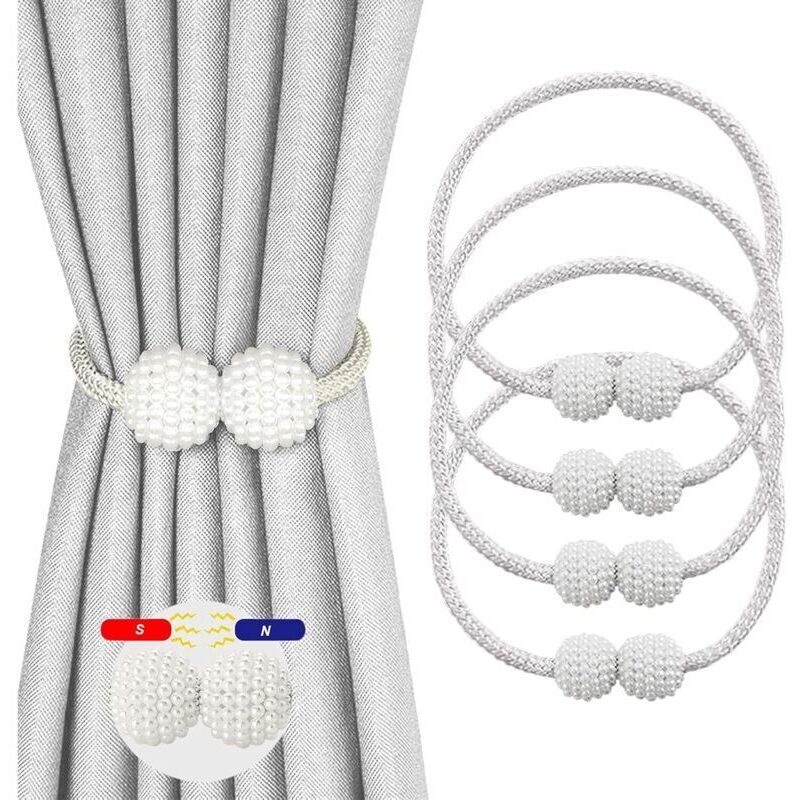 4-teiliges Set magnetischer Gardinenhalter für transparente Gardinen, magnetische Gardinenhalter, magnetische Gardinenhalter für Wohnzimmer, Büro und