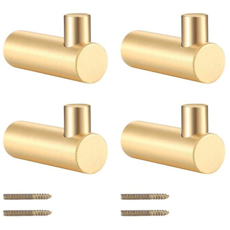 4-teiliges Set Wandgarderobenhaken aus Messing, goldene Kleiderstange, Garderobenhalter zum Aufhängen von Schals, Hüten, Aufbewahrungstaschen,