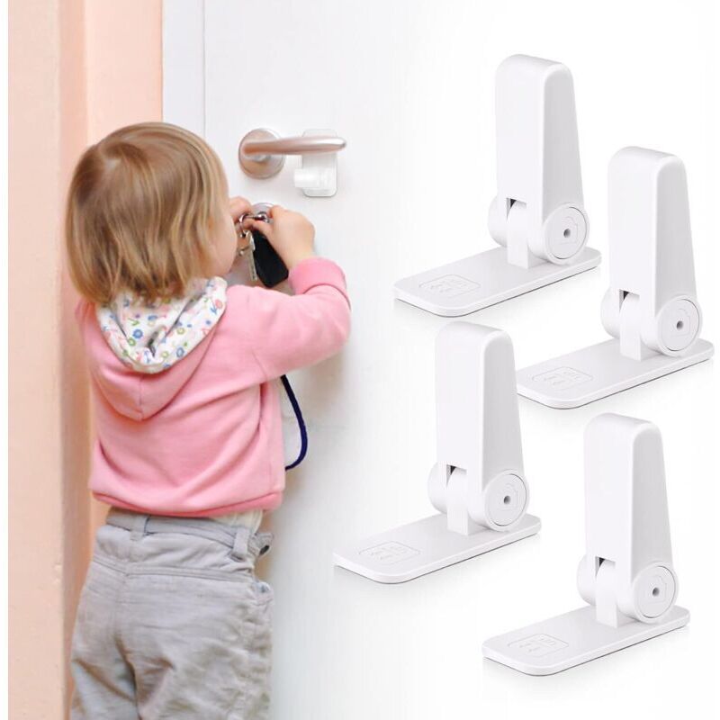 4-teiliges Türgriff-Sicherheitsschloss für Babys, Kindersicherung, Türgriffsicherung, Fenstersicherung für Babys, 3M-Klebeband