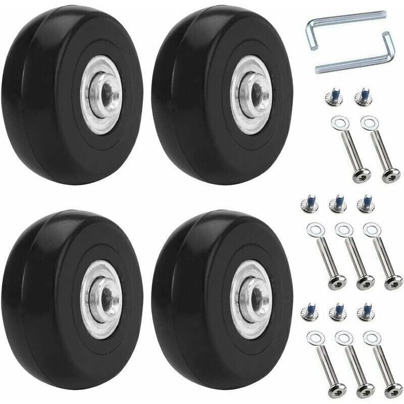 4-teiliges Universal-Kofferrollenset, 50 x 18 mm Ersatzrollen, Ersatzrollen für Koffer, Gepäckrollen, Koffer-Set aus Gummi und Metall für Koffer,