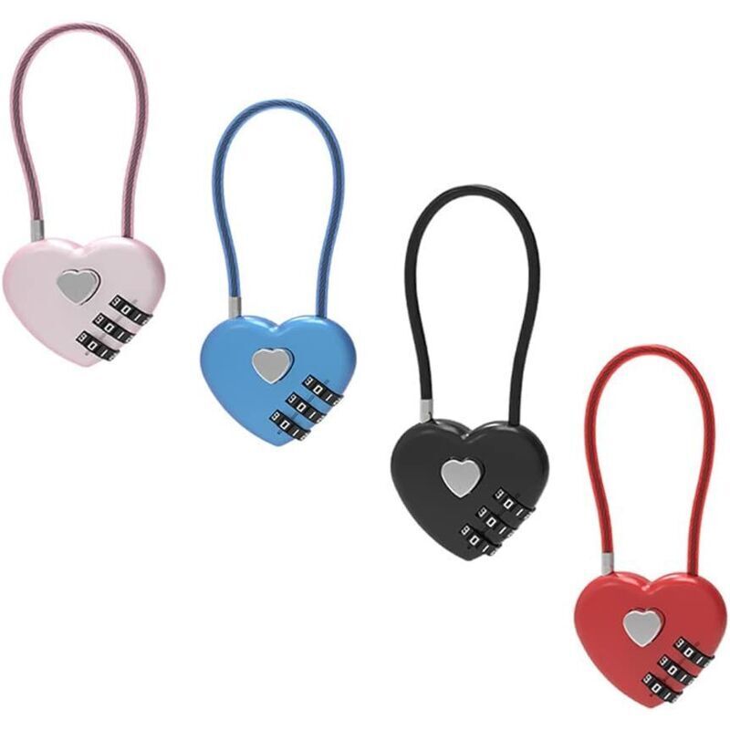 4-teiliges Zahlenschloss-Set für Koffer, 3-stellige Zahlenschlösser, Zahlenschlösser, Reiseschlösser, für Koffer, Schubladen und Schränke (4