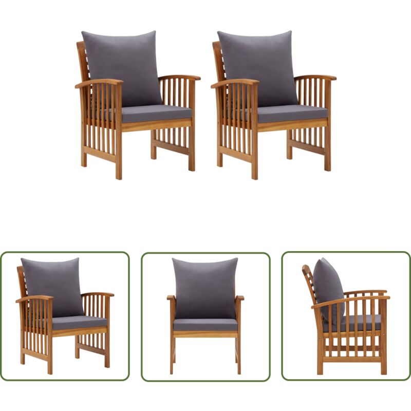 The Living Store Gartenstühle mit Kissen 2 Stk. Akazie Massivholz - Gartensaßsessel - Gartenstühle - Holzgartenmöbel - Outdoormöbel - Balkonmöbel