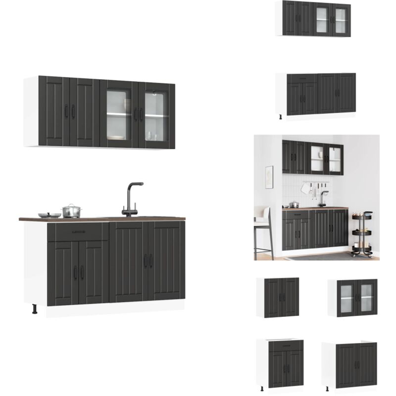 Vidaxl - 4-tlg. Küchenschrank-Set Kalmar Schwarz Holzwerkstoff - Küchenschrank-Set - Küchenschrank-Sets - Küchenzeile Einbauküche - Küchenschrank
