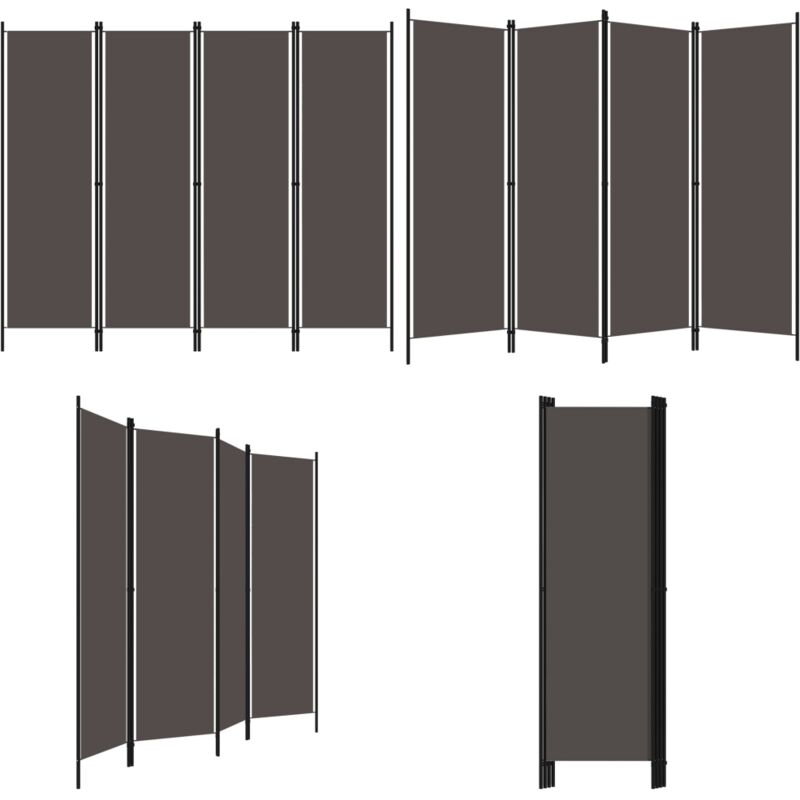 4-tlg. Raumteiler Anthrazit 200x180 cm - Raumteiler - Zimmerabtrennung - Sichtschutz - Dekorationsartikel - Anthrazit - Home & Living