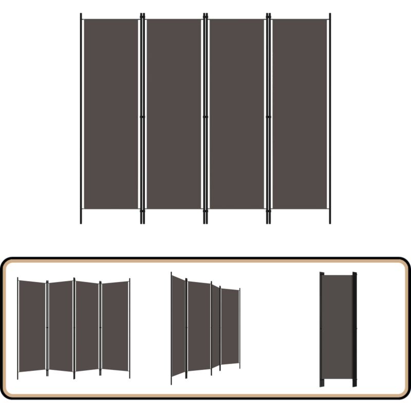 4-tlg. Raumteiler Anthrazit 200x180 cm - Raumteiler - Zimmerabtrennung - Sichtschutz - Dekorationsartikel - Anthrazit