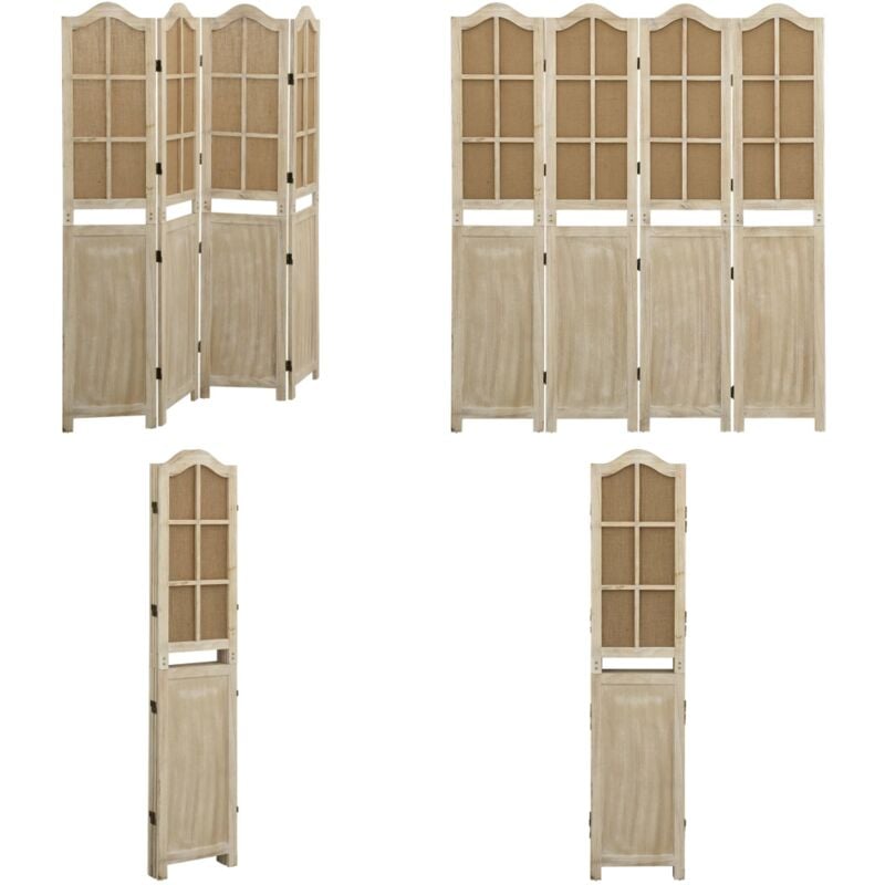 4-tlg. Raumteiler Braun 140x165 cm Stoff - Raumteiler - Paravent - Raumtrenner - Trennwand - Vintage Stil - Home & Living