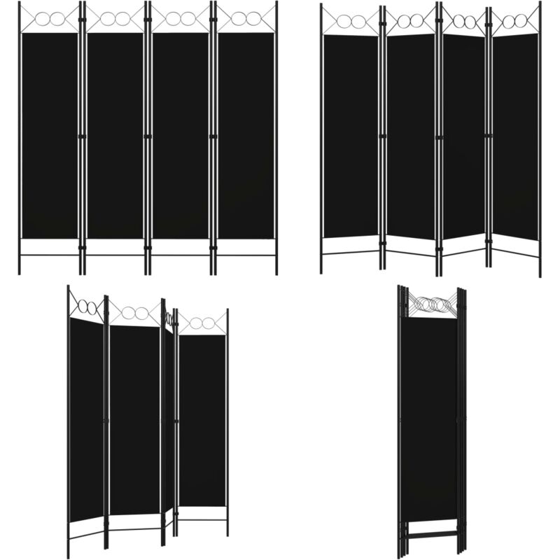 4-tlg. Raumteiler Schwarz 160 x 180 cm - Raumteiler - Dekorationsartikel - Wohnzimmerdeko - Trennwandsystem - Sichtschutz - Home & Living