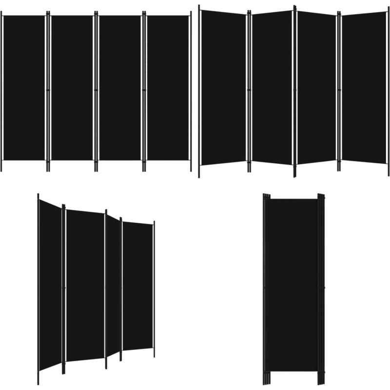 4-tlg. Raumteiler Schwarz 200x180 cm - Raumteiler - Zimmerteiler - Trennwandsystem - Sichtschutz - Dekorationsartikel - Home & Living