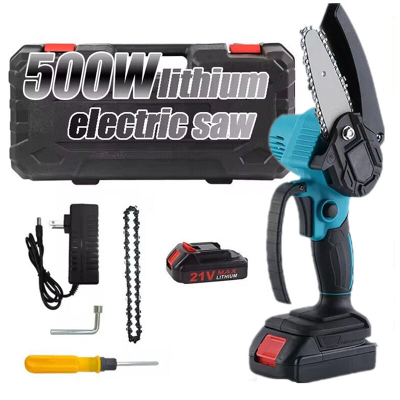 4 Zoll Mini-Kettensäge Sicherheitsschloss 2 Ketten 21V Akkubetriebene kabellose elektrische Kettensäge