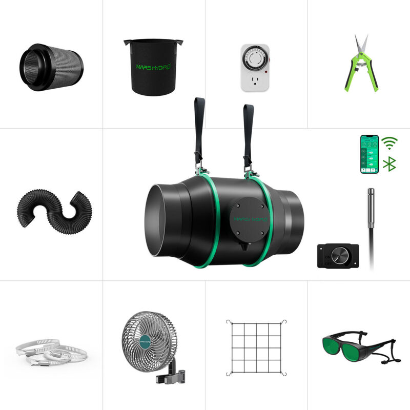 4 Zoll nachfüllbarer Inline-Luftkohlefilter Geruchskontrolle für Grow Tent Mars Hydro