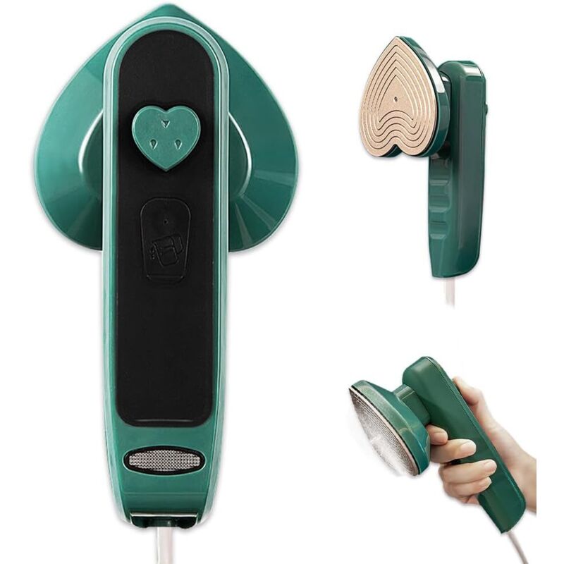 Grünes Mini-Bügeleisen, 2-in-1-Dampfbügeleisen mit 50 ml Wasser, kleine, leichte Dampfbügelmaschine, platzsparendes Handdampfbügeleisen für Reisen