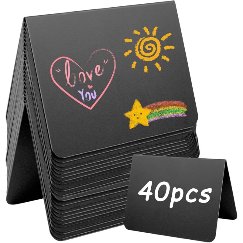 40 Mini-Tafeln: Wiederverwendbare Mini-Schiefertafeln für Preisschilder, Mini-Präsentationstafeln für Hochzeitsbuffets, Bäckereien, Partys, kleine