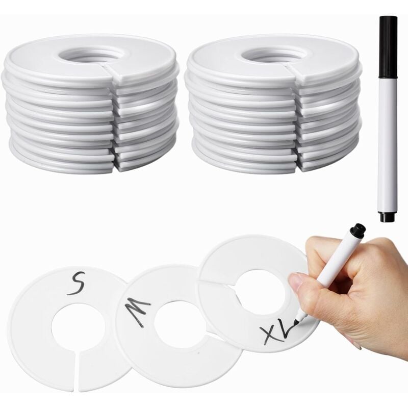 40 runde Kleidergrößentrenner mit 1 Markierungsstift, 9 cm große Größentrenner, Kleidertrenner für Babykleidung, Kleiderbügel-Größentrenner für