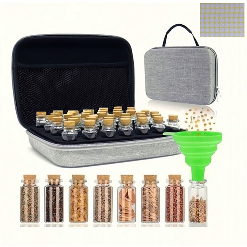 【40 Steckplätze】 Saatbox, Gemüsesamen-Aufbewahrung, Samen-Aufbewahrungsbox, Samen-Organizer-Tasche mit Aufkleber-Etiketten zur Aufbewahrung von