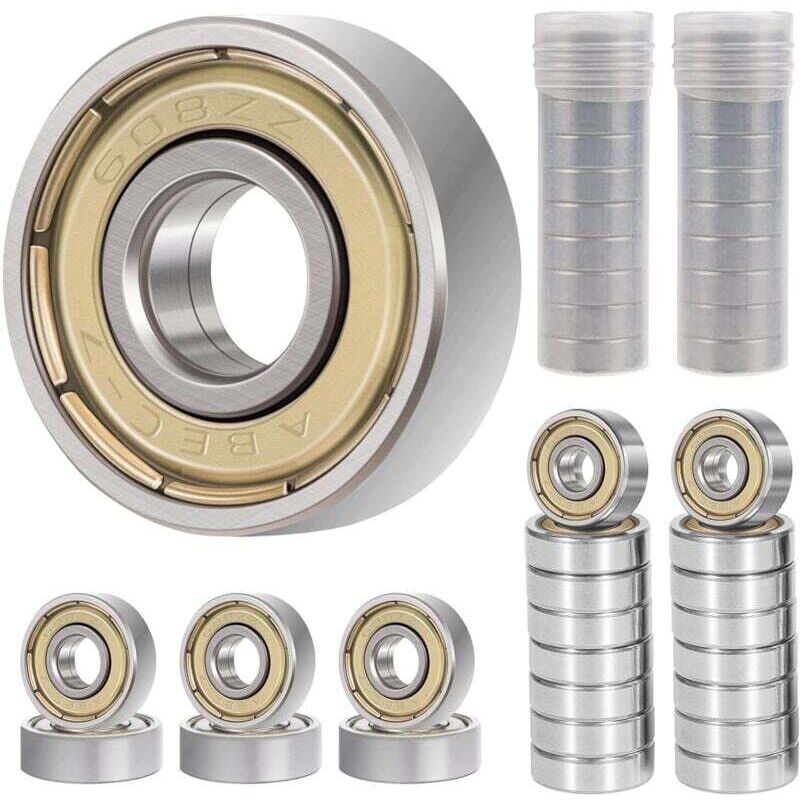 40 Stück 608ZZ Miniatur-Rillenkugellager, 8x22x7 mm, langlebige Kugellager aus Kohlenstoffstahl für Skateboards, 3D-Drucker, Scooter und Inlineskates