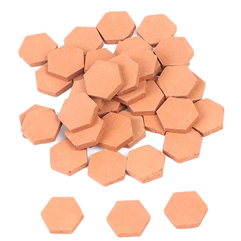 Tlily - 40 stücke 1/16 Skala Simulation Miniatur Sechseck Roter Ziegelstein Modell für Mach Es Selbst Fee Puppenhaus Garten ZubehöR Spielzeug
