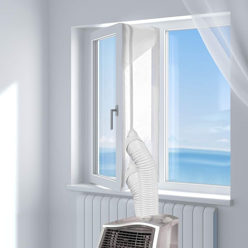 400 cm Fensterdichtungstuch für mobile Klimageräte und Wäschetrockner – Kompatibel mit allen mobilen Klimageräten, einfache Installation