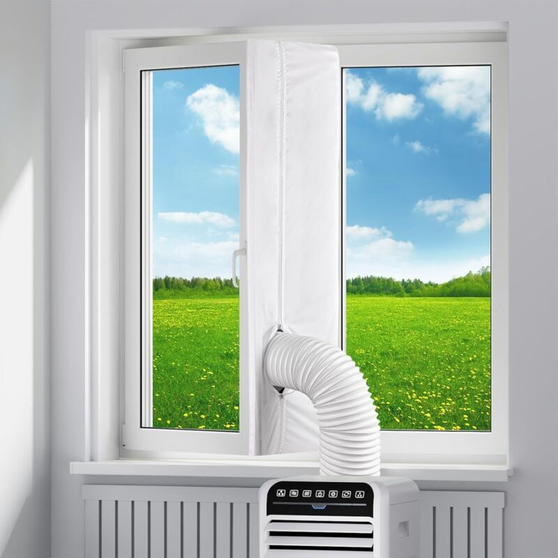 400 cm tragbares Fensterdichtungsset für Klimaanlagen, energiesparende Heißluftblende zur Befestigung an Fenstern, Klimaanlagen und Trocknern,