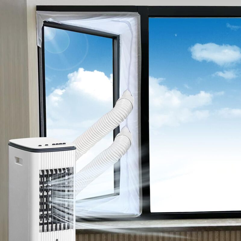 400 cm Tür-/Fensterdichtungsset für tragbare Klimageräte, Klimaanlagen, Wäschetrockner und Luftentfeuchter, Abdichtung des Ablaufschlauchs mit