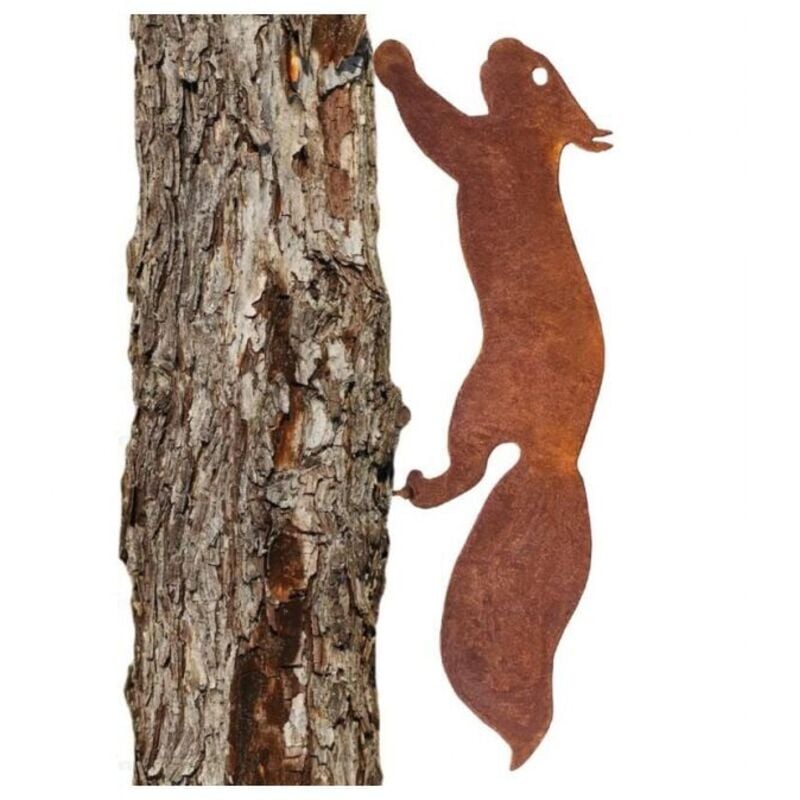 42 cm – Baumhörnchen – Gartendeko aus Metall – natürliche Rostpatina, Rost-Gartendeko Ymyny