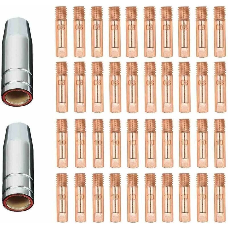 42 Stück MB15 15AK Gasdüsen, Kontaktdüsen, Düsenhalter, 0,8 mm, MIG-Schweißbrenner, Verbrauchsmaterialien, MIG-Kontaktspitzen, MIG-Schweißgerät