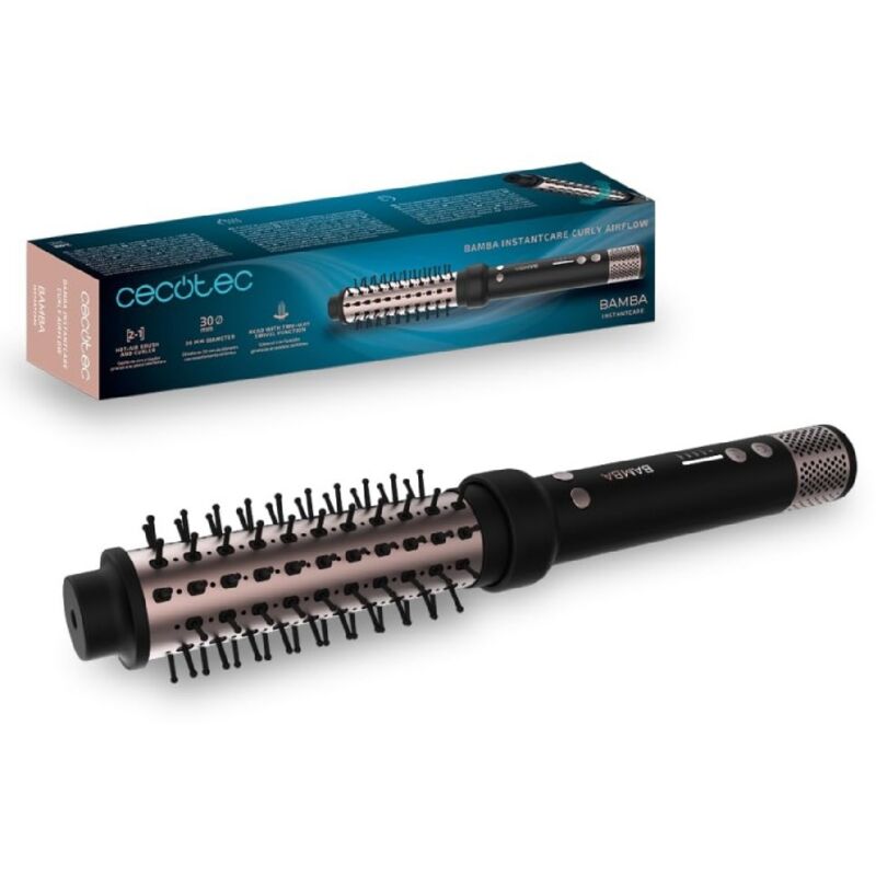 Bamba InstantCare Curly AirFlow Glättungsbürste. Dry & Curl, Zylinder de 34mm, Keramikbeschichtung, rotierender Kopf, alle Haartypen de, 120ºC-160ºC,