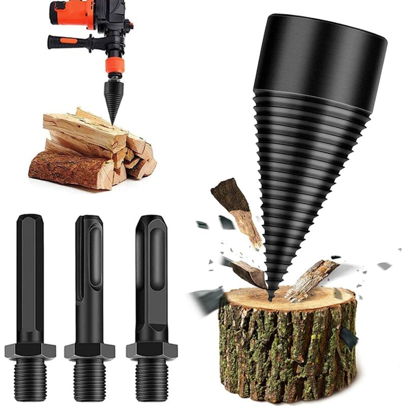 42mm Brennholz Kegelspalter, Elektrischer Holzspalter, Schraube Kegel Holzspalter Bohrer Schraubkegel Spiralbohrer Kegelspalter