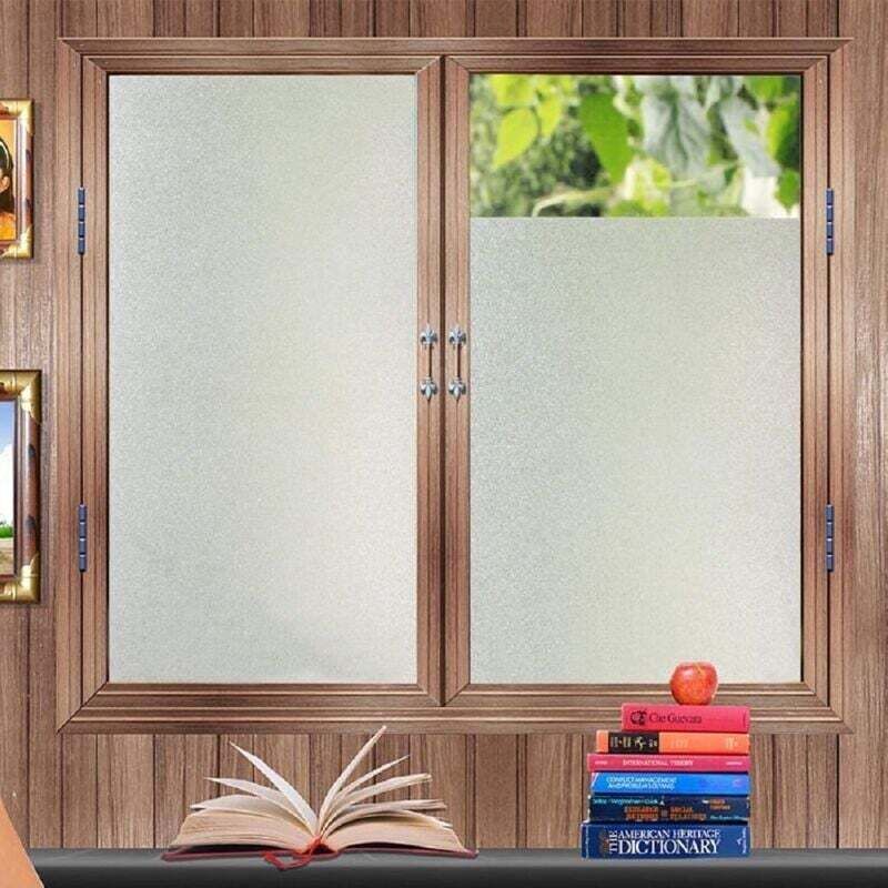 (45 cm x 2 m) Sichtschutzfolie, UV-Schutz, blickdichte Fensterfolie, Milchglasfolie, elektrostatische Fensterfolie, Mattglaseffekt für Büro, Zuhause,