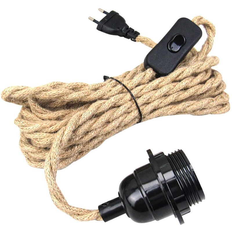 4,5 m langer Kronleuchter aus Hanfseil mit E27-Fassung, kreativer DIY-Kronleuchter, Industrie-Kronleuchter, geeignet fürs Schlafzimmer