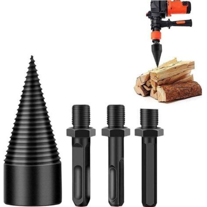 Jalleria - 45 mm Holzspalter, Holzspalter, sicherer Bohrer, Holzspalter zum Holzspalten, Holzbohrer für Brennholzmaschine (Sechskant + Vierkant +