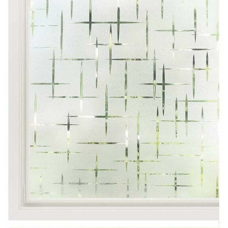 45 x 200 cm, statisch haftende Fensterfolie, Milchglasfolie, Sichtschutzfolie, nicht klebend, Anti-UV-Fensterfolie, Glasaufkleber, Kreuzmuster, für
