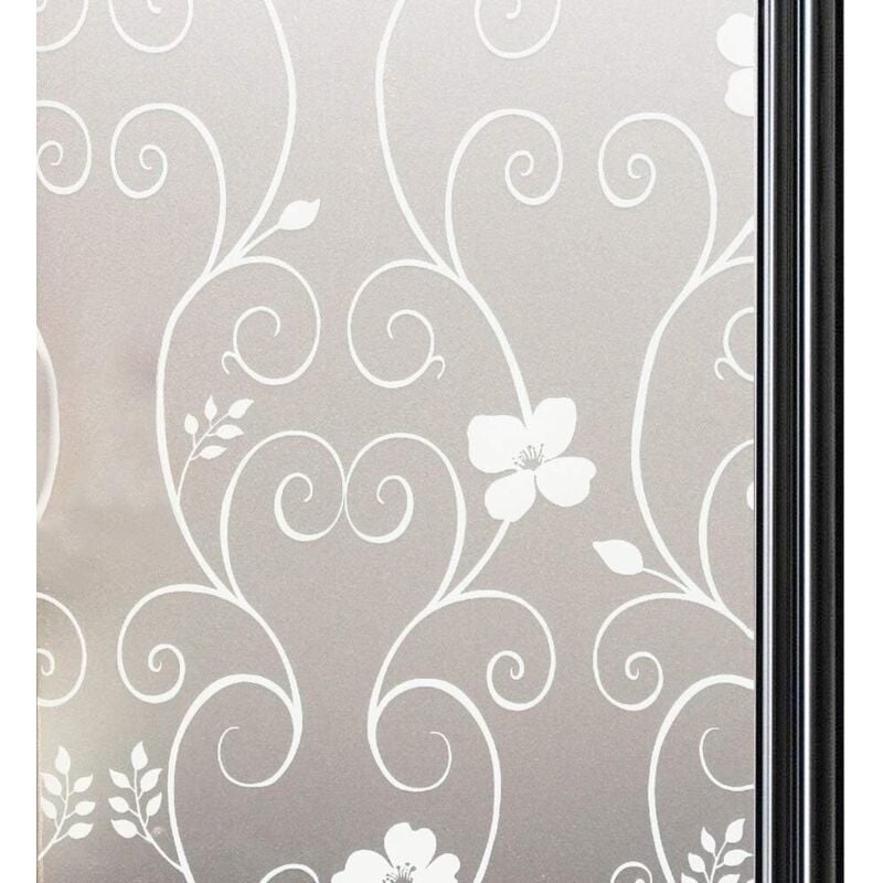 45 x 200 cm, weiße Blumen) Sichtschutzfolie Selbstklebende Fensterfolie Sichtschutzfolie Fensterfolie Statisch haftende Fensterfolie Blickdichte