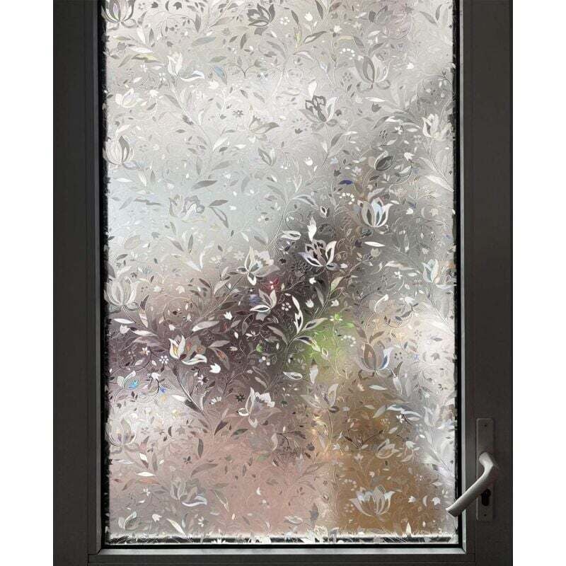 45×200 cm) Fensterfolie Elektrostatische Folie Sichtschutz Anti-UV Dekorative Fensterfolie Anti-Peep Verdunkelung mit Tulpenblumenmuster für Glas und