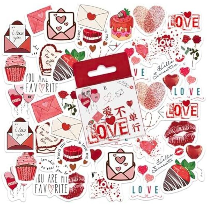 46 Stück Liebe Aufkleber, Romantische Herz Aufkleber, DIY Dekoration Aufkleber Set für Scrapbook, Wasserflaschen, Laptops, Party, Reisekoffer, Journal